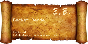 Becker Bende névjegykártya